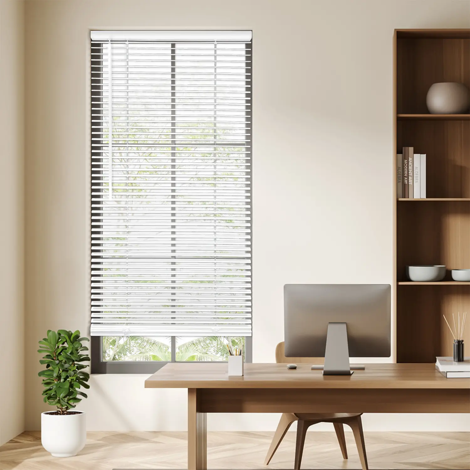 Regal Living No Tool EZ Stick Cordless 1" Eco Room Darkening Mini Blind White Lightweight & Durable for Home & Office