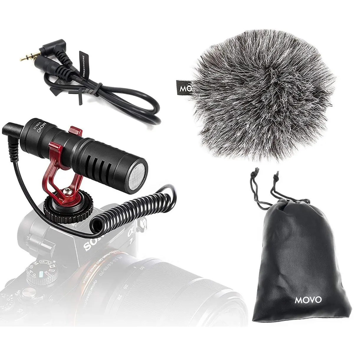 Movo Photo VXR10 Universal Cardioid Condenser Video Microphone for Audio Recording - Android Devices, DSLR Cameras, Camcorders, Smartphones - Mount-Compatible, Black, Noise