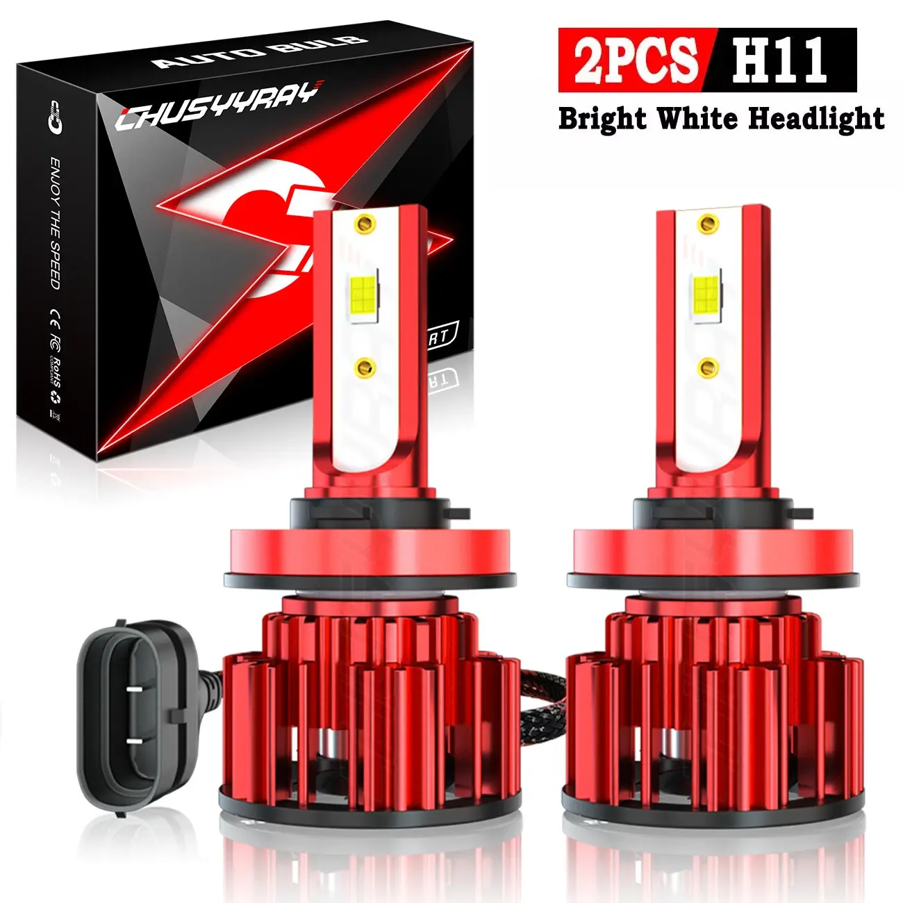 CHUSYYRAY LED Headlight Kit for Chevy Impala 2006-2013, 2pcs H9/H11 High-Low Beam LED Car Bulbs, 50W Power 9-32V Automotive Signal Bumper Headlamps Accessories