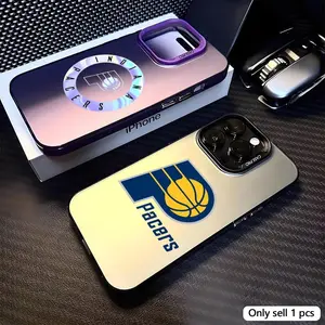 Indiana P-Pacers Phone Case For iPhone 12 13 14 15 16 17 Pro Max Air Accessories | Aurora Gradient Laser Metallic Phone Case | Multicolor Matte Finish with Smooth Soft-Touch Feel | Scratch-Resistant Anti-Fingerprint Protective Cover