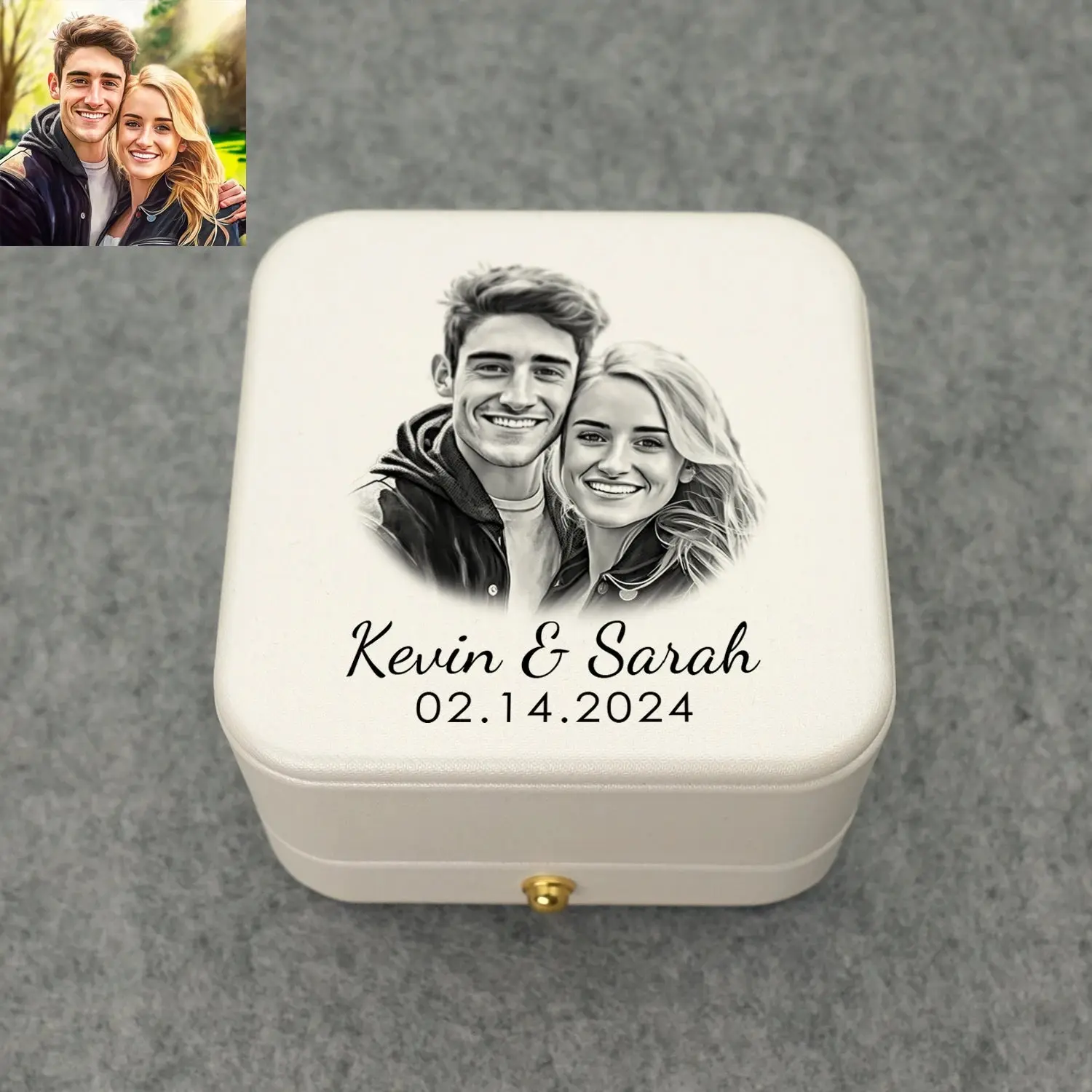 Custom Double Ring Box - Personalized Engagement & Wedding Proposal Holder