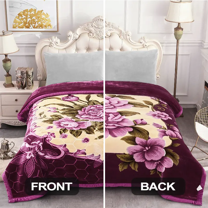 11 lbs Weight,Winter Blanket King Size 85" x 93",Heavy Silky Soft and Warm, 2 Ply A&B Printed Raschel Bed Blanket