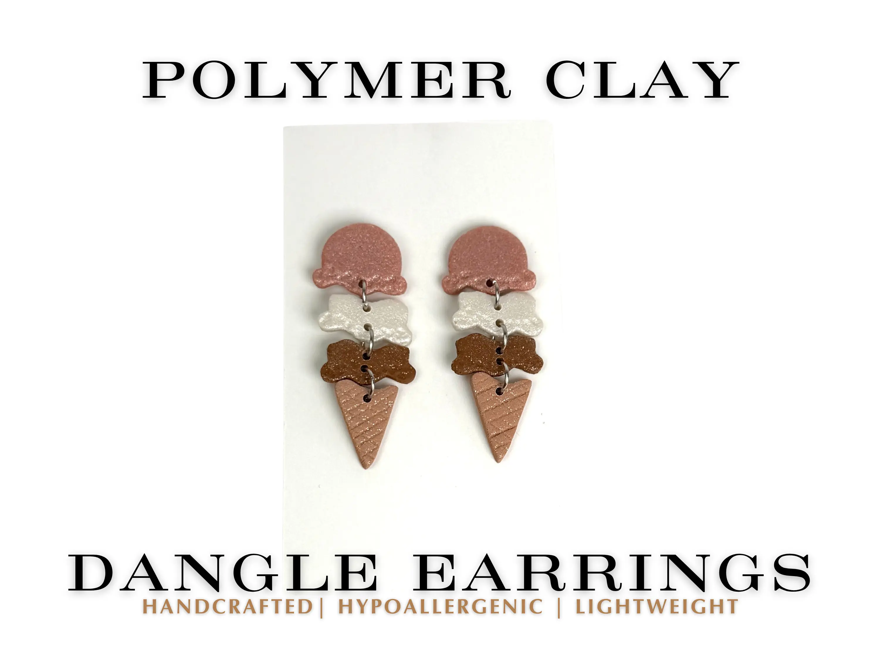 Sweet Scoop Ice Cream Dangle Polymer Clay Earrings