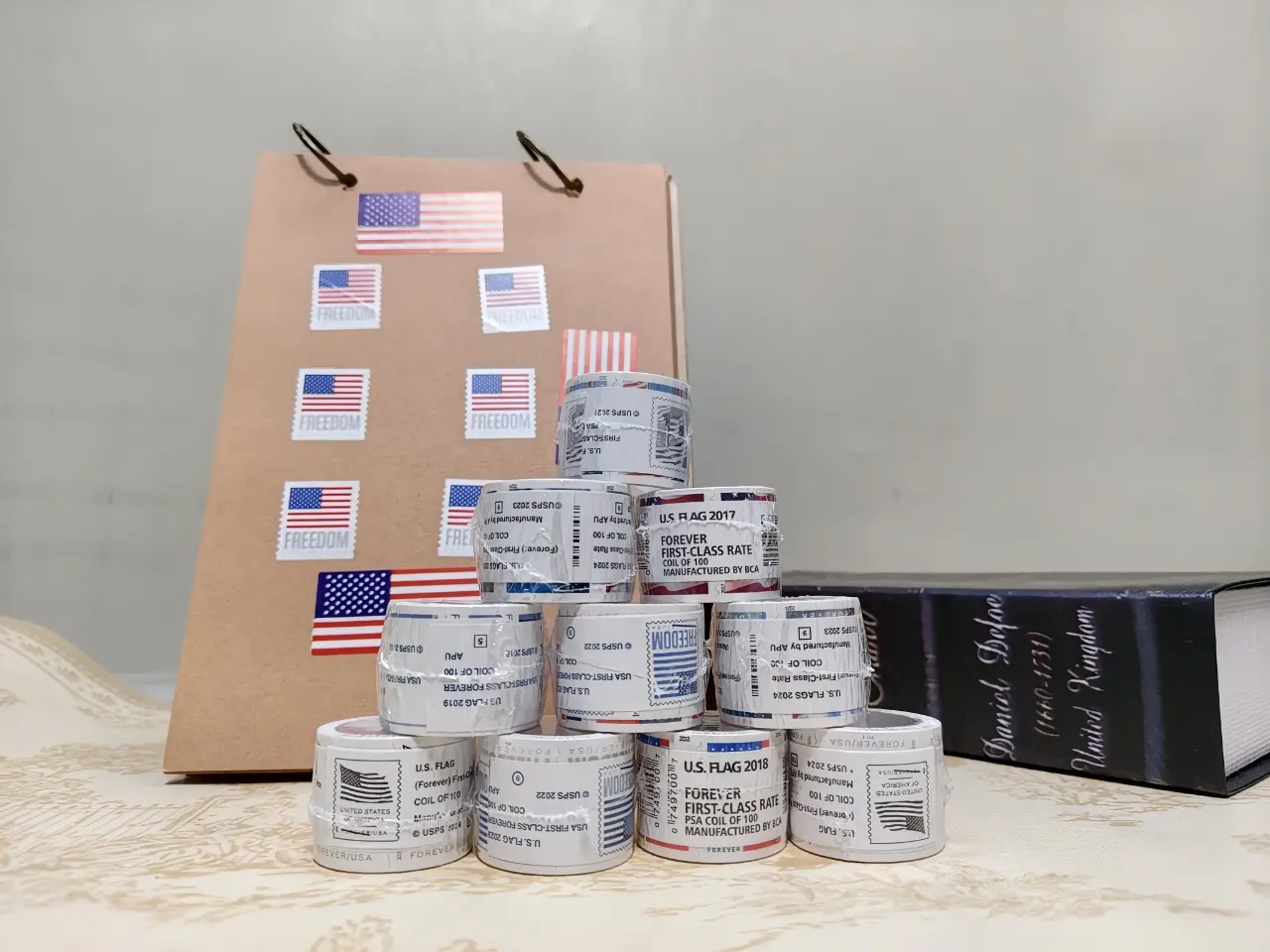 Patriotic Star & Stripe Craft Kit Roll 23-24-25 Series – 100 Precut Shapes per Roll, Safe Non-Toxic Self-Adhesive for Art Projects & Activities