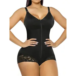 Women's Butt Lifting And Tummy Control Full Body Shaper with Hooks Crotch, Overbust Fajas Colombianas Shapewear for Adjustable Shoulder Strap Sculpting Bodysuit, Solid Color Comfort Firm Control Shaperwear, Colombiana Shapewear   Lace Trim anti slip