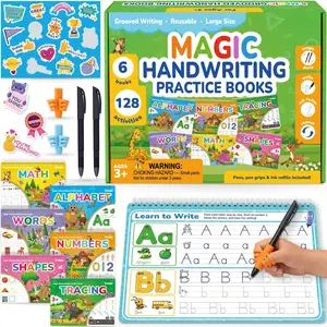 Magic Grooved Writing Practice for  - 6 Grooved Writing Books for  3-5 & 6-8 - Disappearing Ink Handwriting Books - Traceable Letters Numbers for  -  Learning Activity