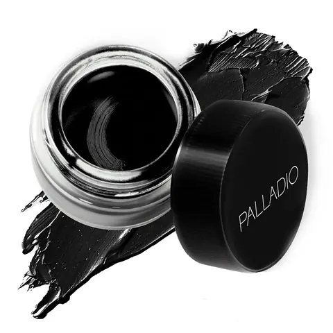 Palladio Liner Obsessed Waterproof Gel Eyeliner Cosmetic - Black 2 (CI 77266), Vegan, Gluten-Free, Smudgeproof, Ginseng-Infused Oil, Coconut Oil, Precision Brush, Bold Dramatic Look, Long-Lasting, Cruelty-Free for Adults