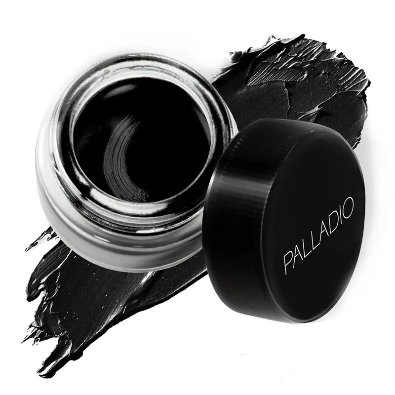 Palladio Liner Obsessed Waterproof Gel Eyeliner Cosmetic - Black 2 (CI 77266), Vegan, Gluten-Free, Smudgeproof, Ginseng-Infused Oil, Coconut Oil, Precision Brush, Bold Dramatic Look, Long-Lasting, Cruelty-Free for Adults