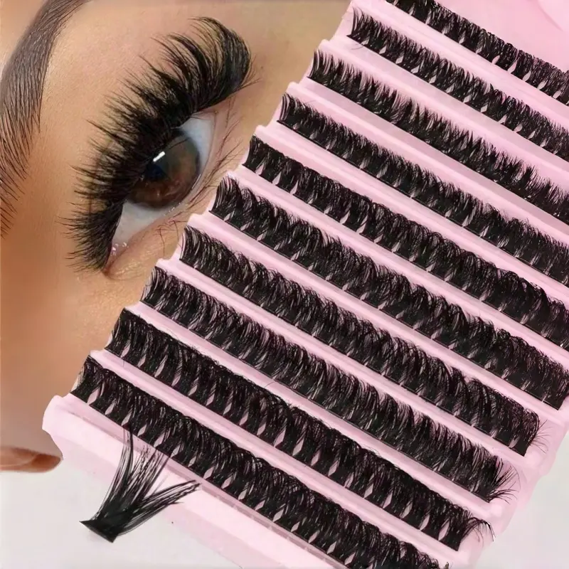 Lightweight Cosmetic Daily Makeup Eyelashes Clusters Kit, 200pcs 80D Curl DIY Lash Extension Kit with Applicator Tools for Natural Volume At-Home Application, Cluster Lashes, Eyelash, Synthetic, Lash Cluster