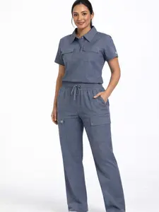 Denim Scrub Set - 10-Pocket Black Scrub Set