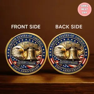 USA 250th Anniversary Coin 1776–2026 – American Freedom Commemorative Challenge Coin, Patriotic Independence Day Gift 2026