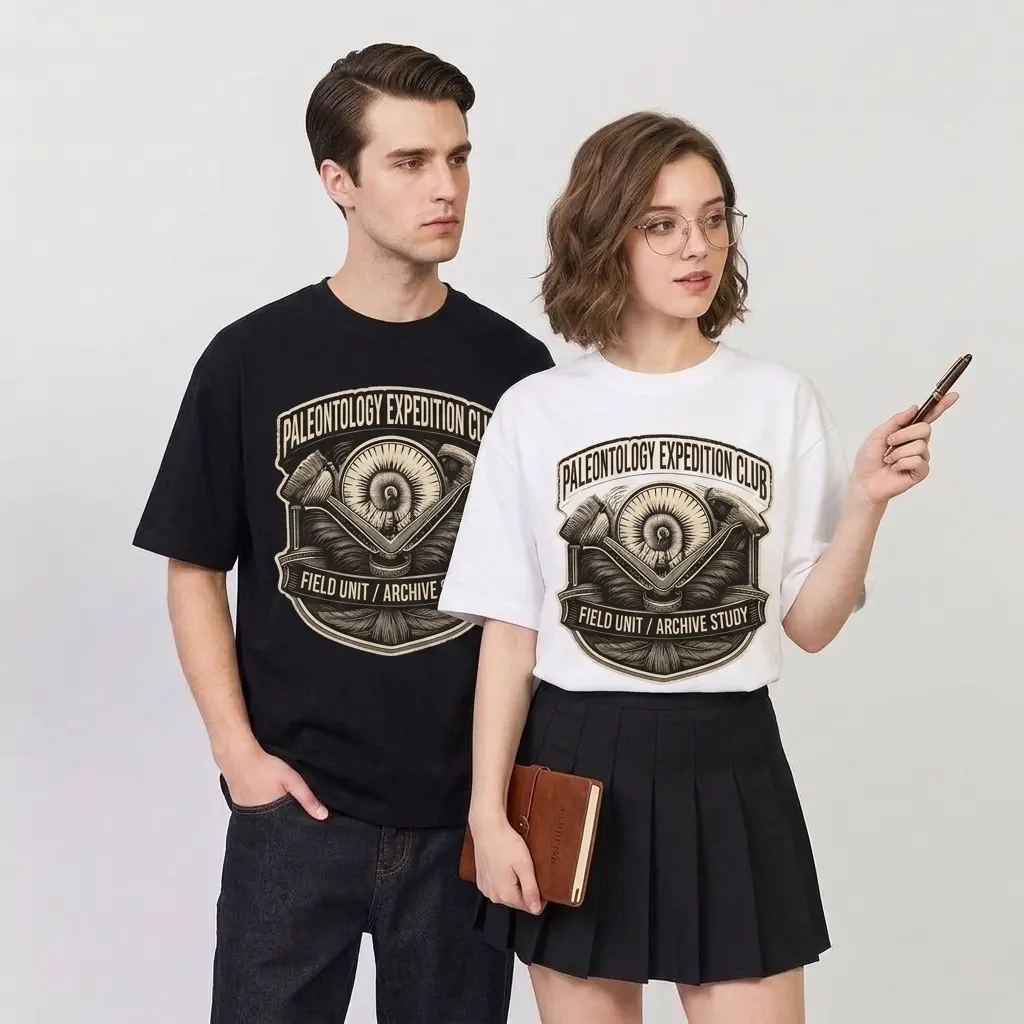 Paleontology Expedition Club Graphic T-Shirt, 100% Cotton Short Sleeve Fossil Field Study Tee for Men and Women, Museum Science Gift,,design,fashionable,funny,outfit,regular,woman,fan