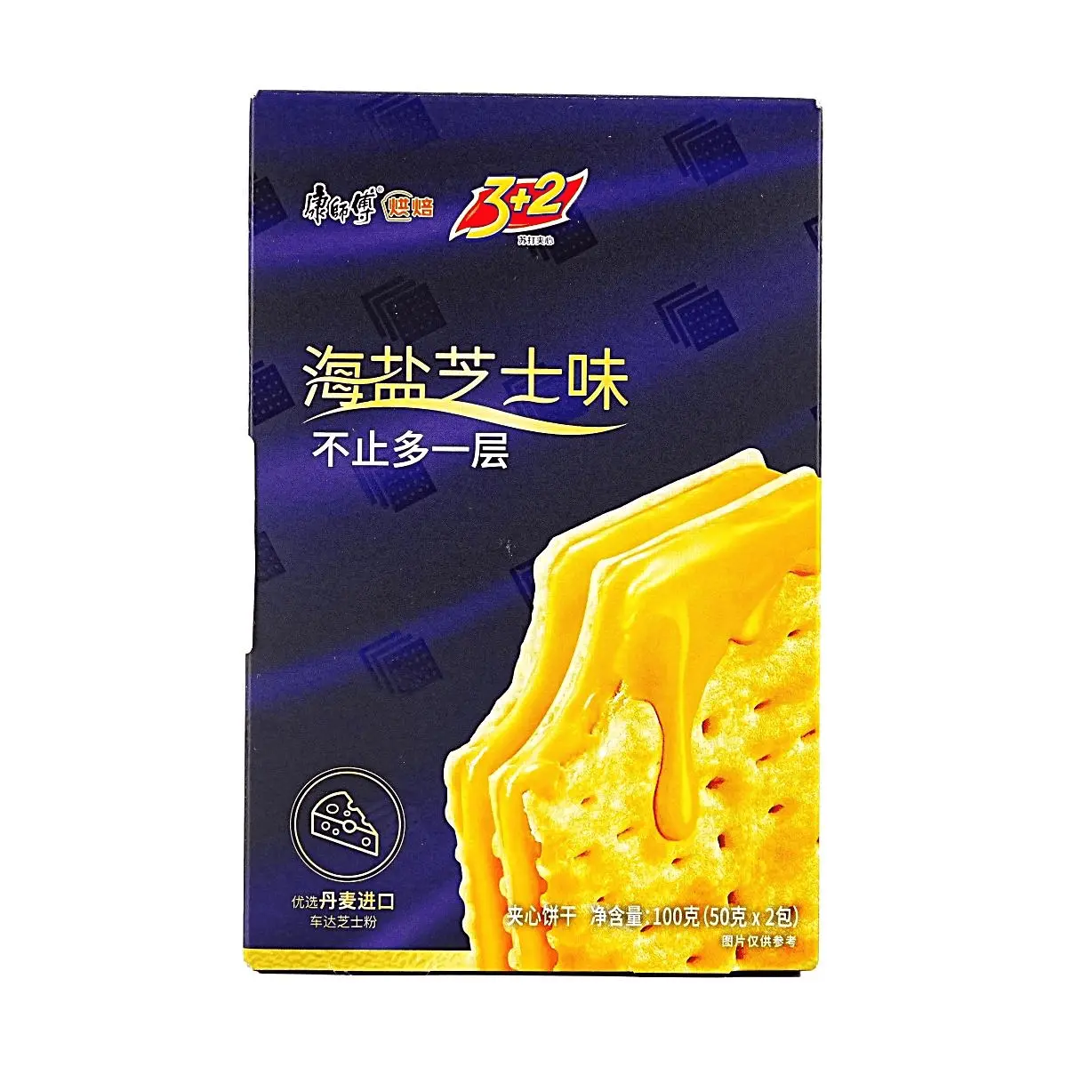 Master Kong Sea Salt Cheese Sandwich Biscuits 3+2 Pack, 100g - Salty & Savory Snack