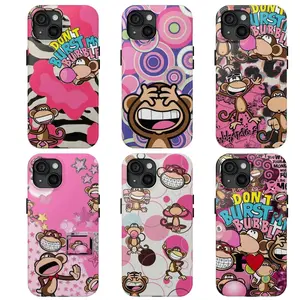 Cute Monkey Don't burst My Bubble Themed Phone Case Premium Texture, Anti-Drop, Anti-Fingerprint For IPhone 17-11, Pro Max, Pro Plus, and Samsung S26-22 Protection Safety