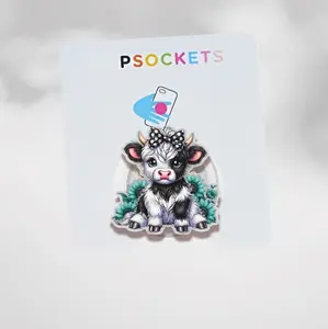 Aesthetic Cute Highland Cow Magnetic Phone Grip Coquette Ribbon Bow Magsafe Kickstand, Trendy Farmhouse Animal Gift For Her Cellphone
