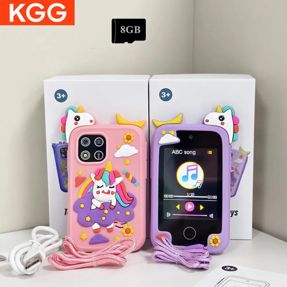 KGG Cute Cartoon Unicorn Design Phone, 8GB Multifunctional Learning Tool Student E-learning Small Portable Phone, Music Camera, MP3, Video Player, 20 Puzzle Games, Calculator