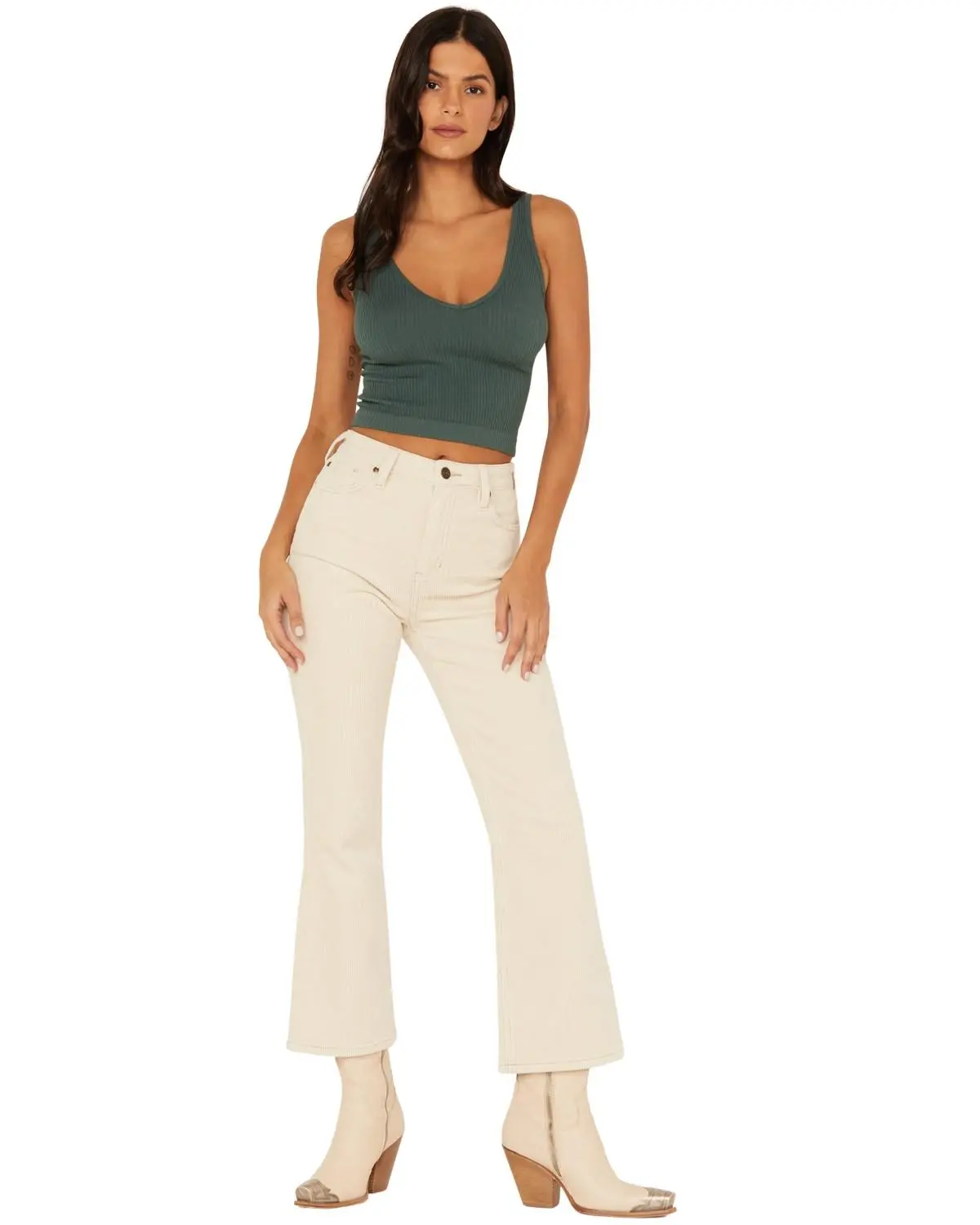 Cleo + Wolf Women's Mid Rise Flare Corduroy Pants - Clho22j30
