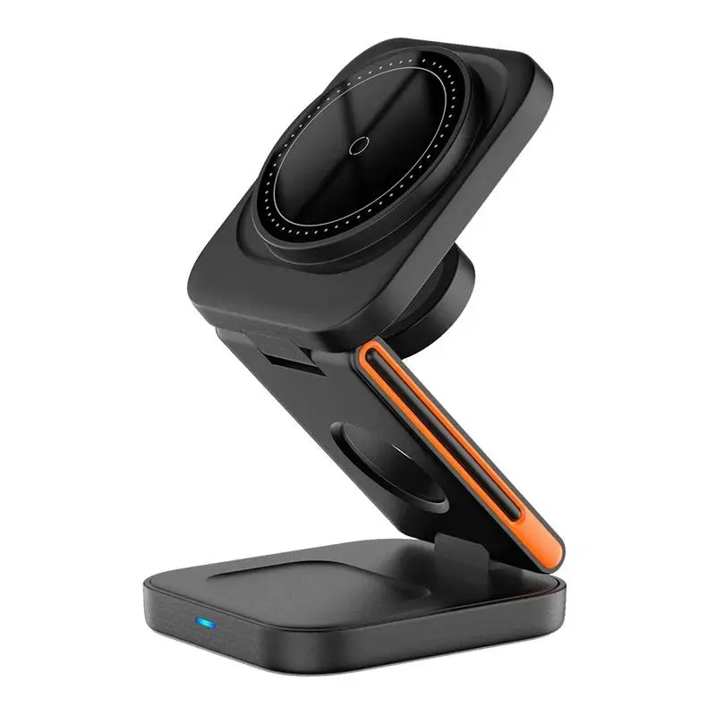 3 in 1 Foldable Charging Station Fast Magnetic Wireless Charger Stand for IOS 17 16 15 14 13 12 Apple Watch 8 7 6 Airpods Pro