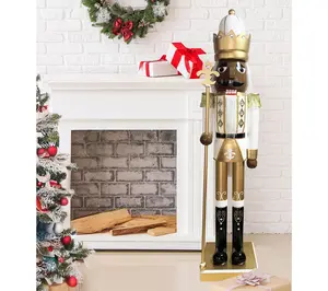 Santa's Workshop 60" Black Ivory & Gold King Nutcracker