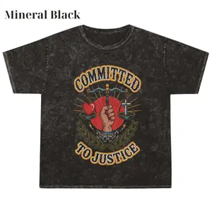 Committed To Justice Christian Washed T-Shirt Christian Streetwear Religious Gift for Him or Her Faith Apparel Unisex Tee vintage 90s graphic tees vintage style