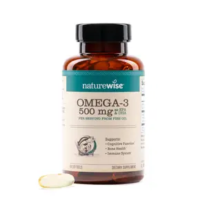 NatureWise Omega 3 Fish Oil - 500 mg per Pill - EPA & DHA - Immune Support, Brain Health & Optimal Wellness - Gluten and Soy Free, Non-GMO - USA Manufactured