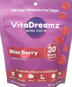 Melatonin-Free Sleep Gummies | Magnesium, Ashwagandha, Tart Cherry & L-Theanine | Natural Calm & Restful Sleep Support | Vegan, Sugar Free Bliss Berry | 30 Count