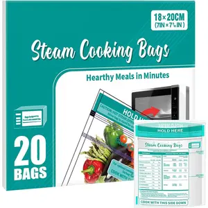 Microwave Steamer Bags 20xZipper Steam Cooking Bags for Fresh Vegetables Potatoes and Meat Fast Easy Way to Cooking-Medium size (20Bags)