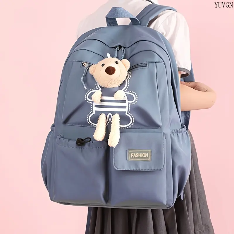 Unisex Sporty Gym Backpack - Stylish Korean School Bag for Teens, Versatile Daily Bag with Drawstring Detail, Sporty Gym Bags