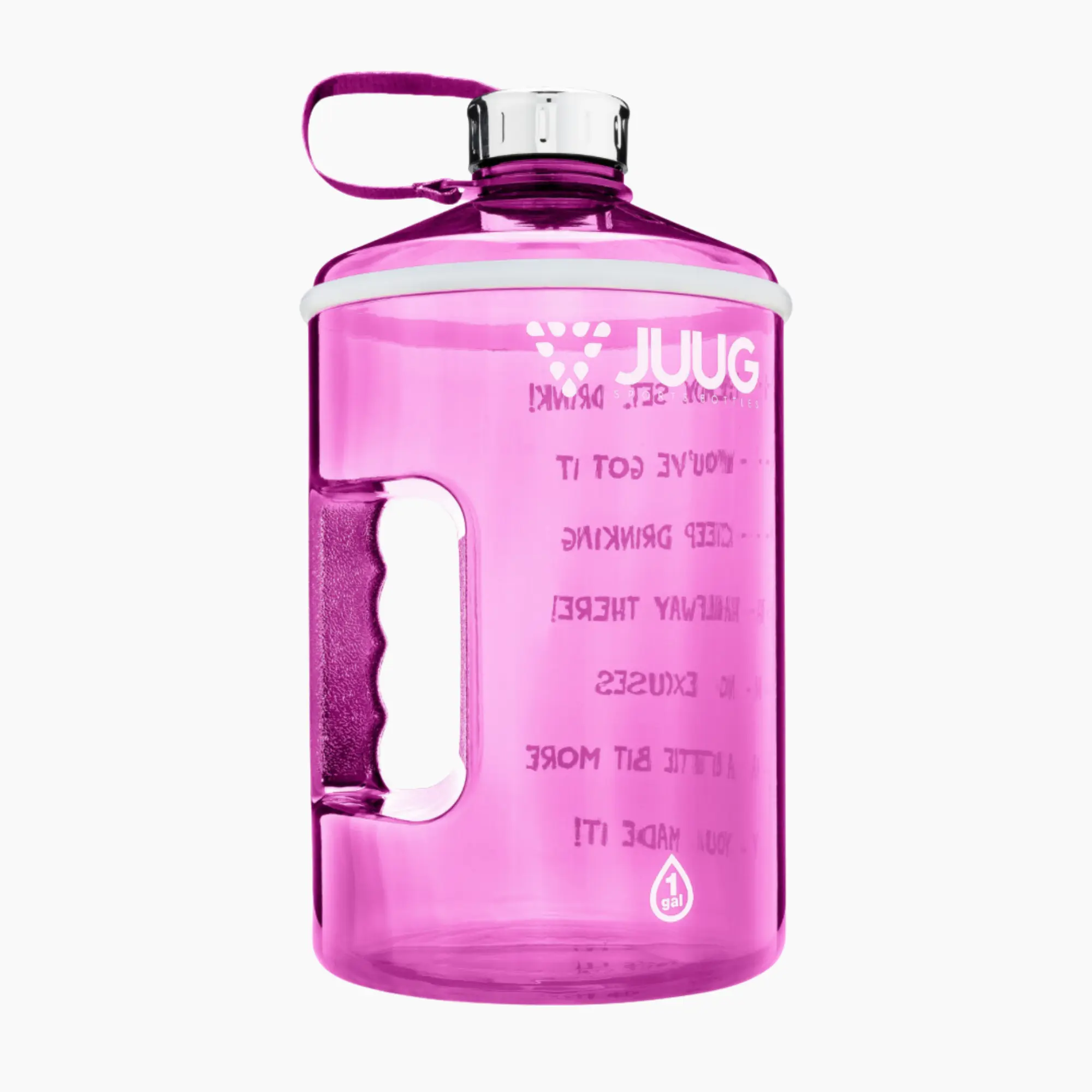 Pink 1-Gallon BPA-Free Water Jug with Time Markers and Motivational Quotes