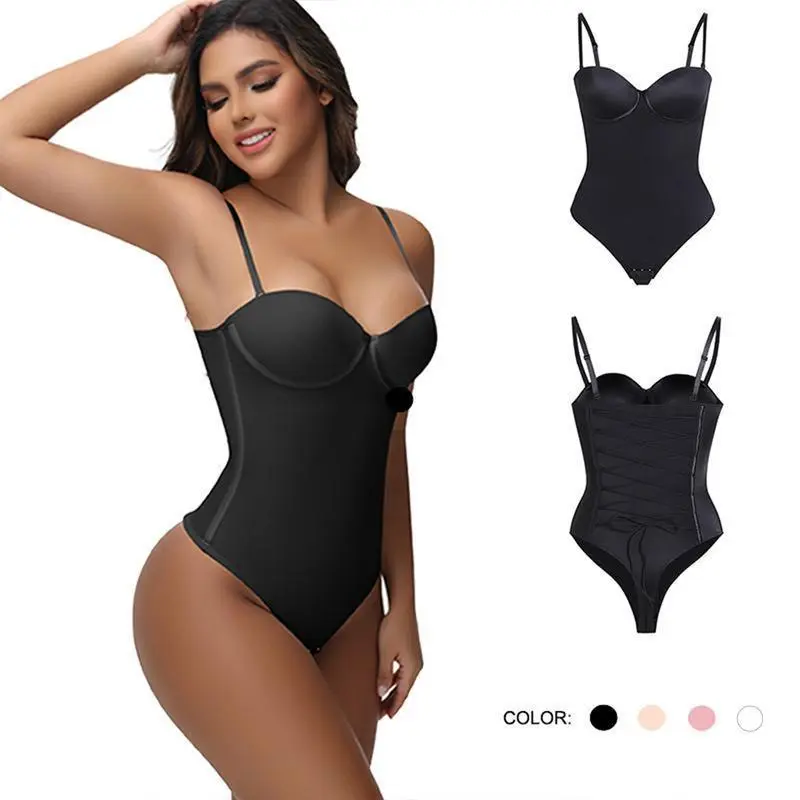 Women's Large Cup Corset Body Shapewear Women's Strapless Back Tie Basic Sleeveless Pleated Stretch Top Sexy Bodysuit Minimalist Womenswear Adjustable Chic