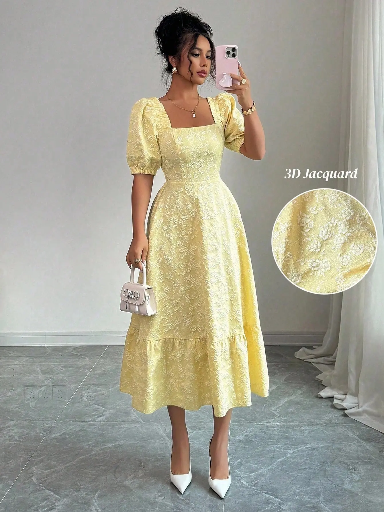 green emerald velvet dress Daphne Embroidered Floral Midaxi Dress | Yellow