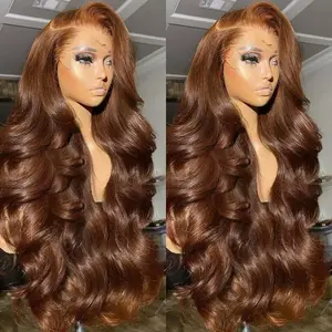 Bling Hair Body Wave Chocolate Brown 13x4 Lace Front WIgs 13x6 HD Transparent Lace Human Hair Wigs Preplucked Color #4 Frontal Wigs On Sale For Women TikTokShopBlackFriday