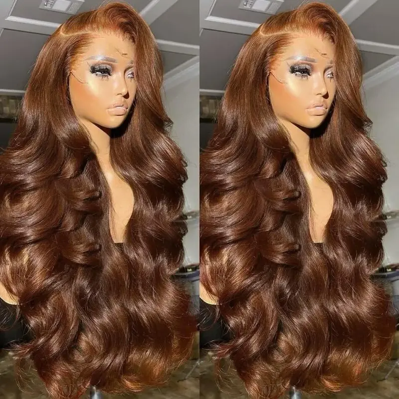 Bling Hair 13x4 13x6 Chocolate Brown Body Wave Lace Wig,Human Hair Lace Front Wig, Melts Into Skin - 13x6 HD Transparent Preplucked Color #4, 180% Density Adds Full Natural Lift, On Sale, TikTok Shop Stockup