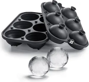 Ice Cube Molds – Large Silicone Ice & Sphere Mold Combo with Built-In Easy-Fill Funnel 2-Inch round & Square Whiskey Ice Molds for Cocktails & Bourbon