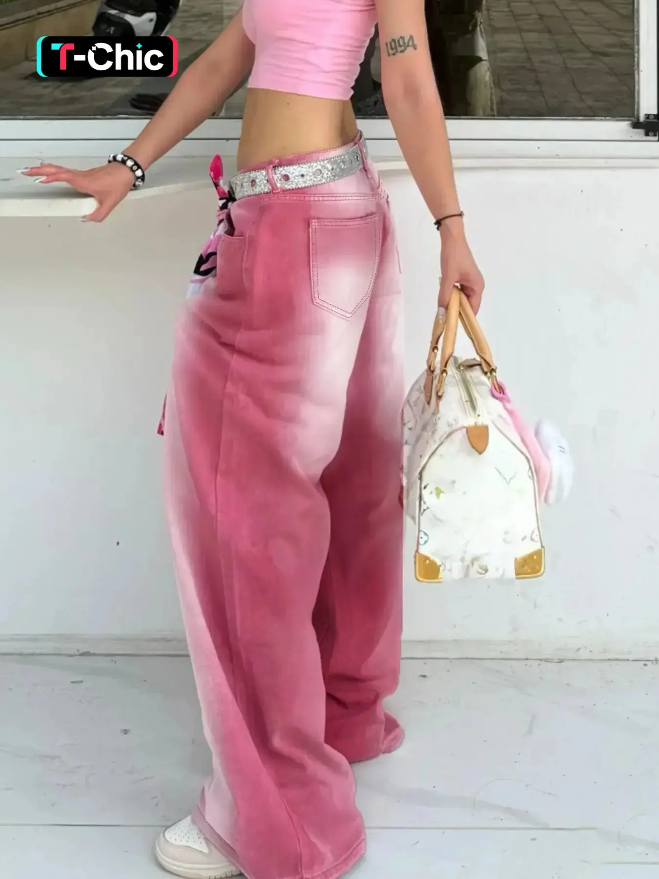 Women's Y2K Vintage Washed Denim Jeans, Color Gradient Wide Leg Solid Jeans, Casual Fitted Long Regular Fit, All Seasons Wear, Natural Waist Pants, Bottoms, Button, Streetwear, Cute, Womenswear