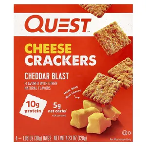 Quest Nutrition Cheese Crackers, Cheddar Blast, 4 Bags, 1.06 oz (30 g) Each
