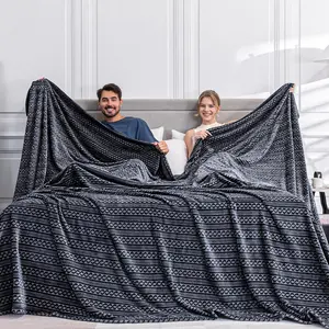 Soft Cozy 120x120 Inches Seamless Oversized King Fleece Blanket, 3D Jacquard Decorative Giant 10'x10' California King Blanket Extra Large for Bed, Sofa, Couch, Travel, Dark Grey Chain