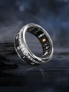 Unisex's Colorblock Patchwork Design Ring, Stainless Steel Smart Ring with Multifunctional BT, Electronic Gadgets, Fashion Accessories for Men & Women, Wearable