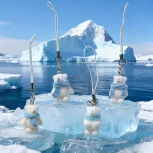 Creative Plush Scarf Keychain, Handmade Polar Bear Pendant, Cartoon Animal Charm, Valentine's Day Gift, Phone Strap, Bag Decoration, Car Key Ring, Cute Soft Keychains