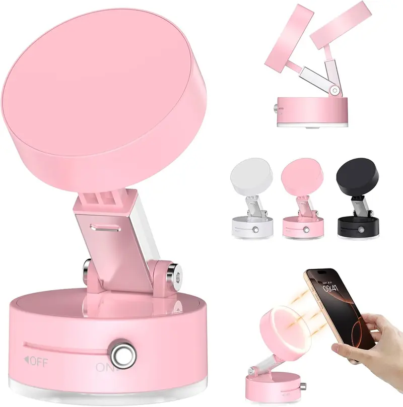 Portable Vacuum Magnetic Phone Holder Stand, Electric Vacuum Suction Phone Holder for MagSafe, Suction Cup Phone Mount Foldable for iPhone 16e/16/15/14/13/12 Pro/Pro Max