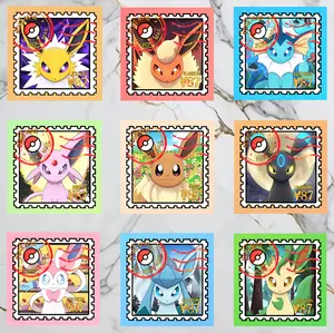 Eeveelution Pokemon Sticker Stamp Card Style Eevee Set