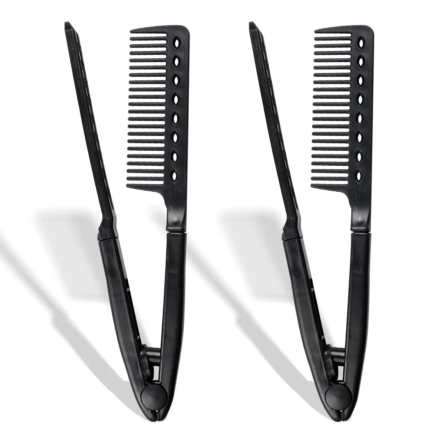 2-Pack V-Shaped Hair Straightening Combs, Heat-Safe Styling Tool for Flat Irons & Curling Wands, Detangling Comb for Thick & Curly Hair