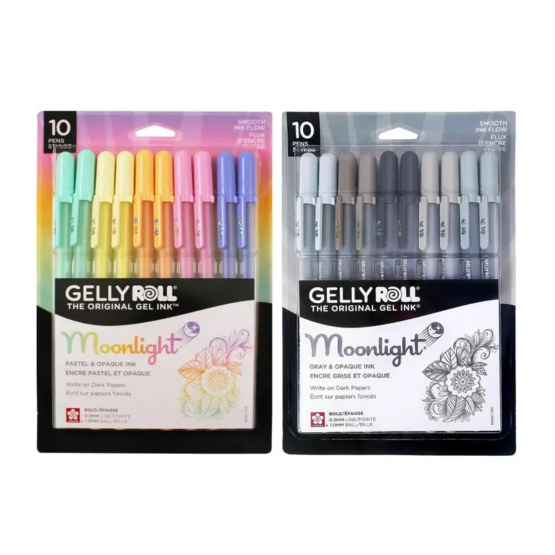 SAKURA Gelly Roll Moonlight Gel Pens - Assorted Pastel Ink/Gray & Opaque Ink Bundle - Bold Line - 20 Pack