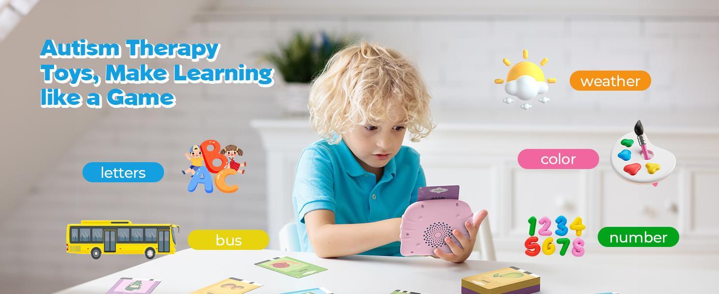 KIDGENIUS Bilingual Vocabulary Flash Card Learning Machine Interactive Audio Learning Toy for Kids English and Spanish Safe Durable Educational Gift