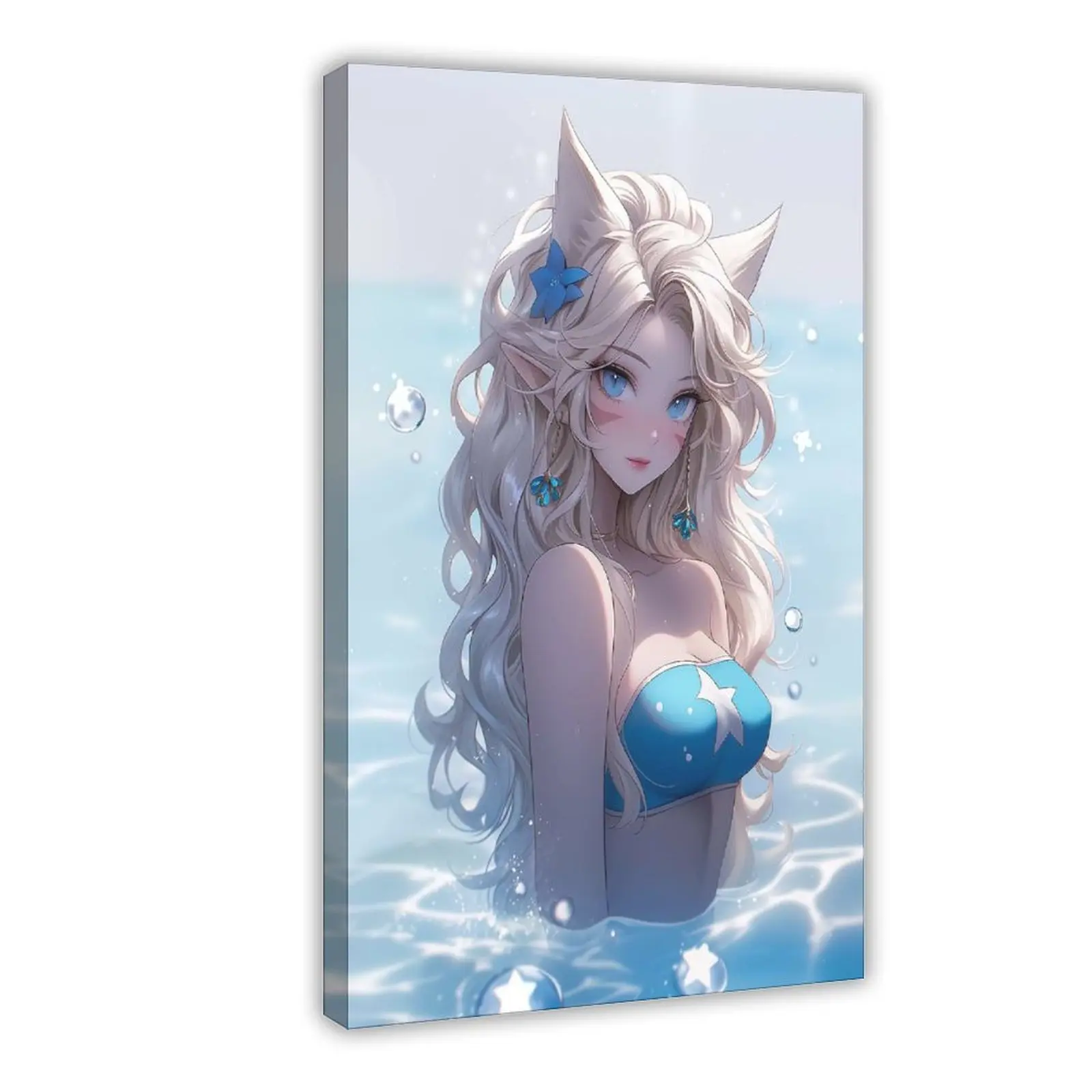 Anime Cute Cat Girl Canvas Poster Wall Art for Home Bedroom Office Dorm Room Decor