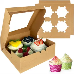 10 pcs Cupcake Boxes with Window, 4-Pack Dessert Storage, Ideal for Birthday, Christmas, Halloween, Wedding, 6.3x6.3x3 Inches