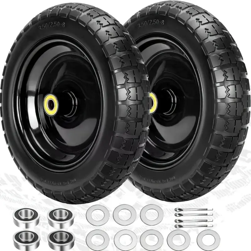 13" Flat Free Wheels Replacement for GOR Garden Cart Tires, 4.00-6 Solid Tires with 5/8"Bearings, 13" No Flat Wheels for GOR Garden Carts/Hand Trucks/Garden Carts Brand: Pontuss