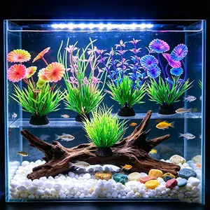 Aquarium fish tank decorations, fish tank simulation plants, fake aquatic plant decorations, fake flower decorations, aquarium decoration accessories suitable for small and large fish, Aquarium Supplies