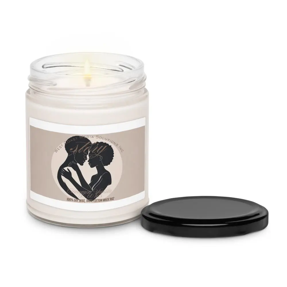 Scented Soy Candle - Cinnamon Vanilla Scented Wax in Smooth Glass Jar - Non-Toxic & Natural - 50-60 Hour Burn Time - Decor Ornament for Room
