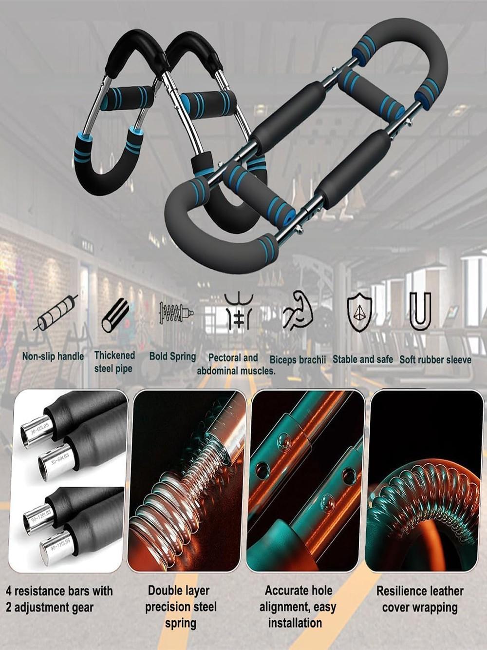 2026 New Pro 60-100lb Adjustable Power Twister Bar, Chest Shoulder Arm Intensive Workout Equipment, Detachable 2-Spring Twister Arm Trainer Black Edition, Portable Home Gym Exerciser